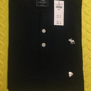 NWT Abercrombie & Fitch Men Navy Blue Small Big Icon Tee Henley T-Shirt XS S M L